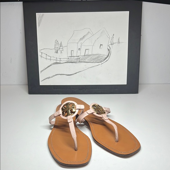 Tory Burch Shoes - Tory Burch Miller Leather Sandals (Seashell Pink) Women’s Size 9.5 M